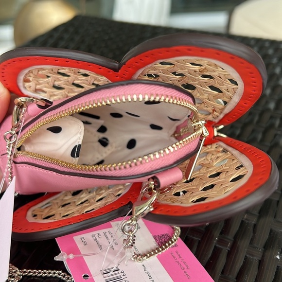 KATE SPADE Butterfly crossbody coin wallet on chain pink orange neutral - Picture 9 of 16